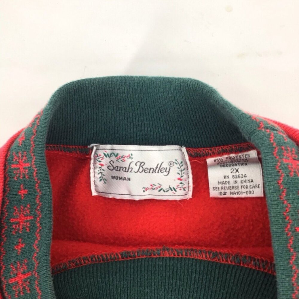 Vintage Sarah Bentley Christmas Holiday Crewneck Pullover Sweater Size 2X - Picture 3 of 13